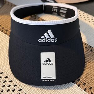 adidas Black Visor with White Trim and Logo